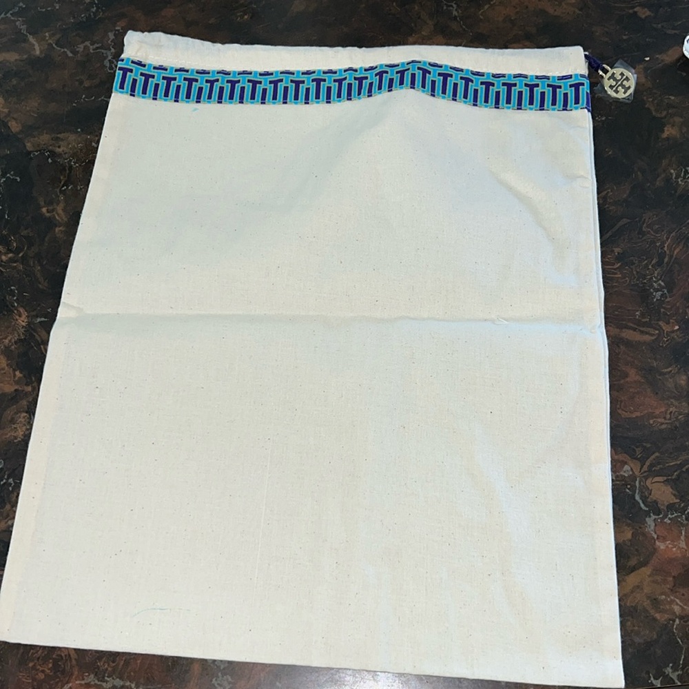 Tory Burch dust bag with logo charm 12”x15”
